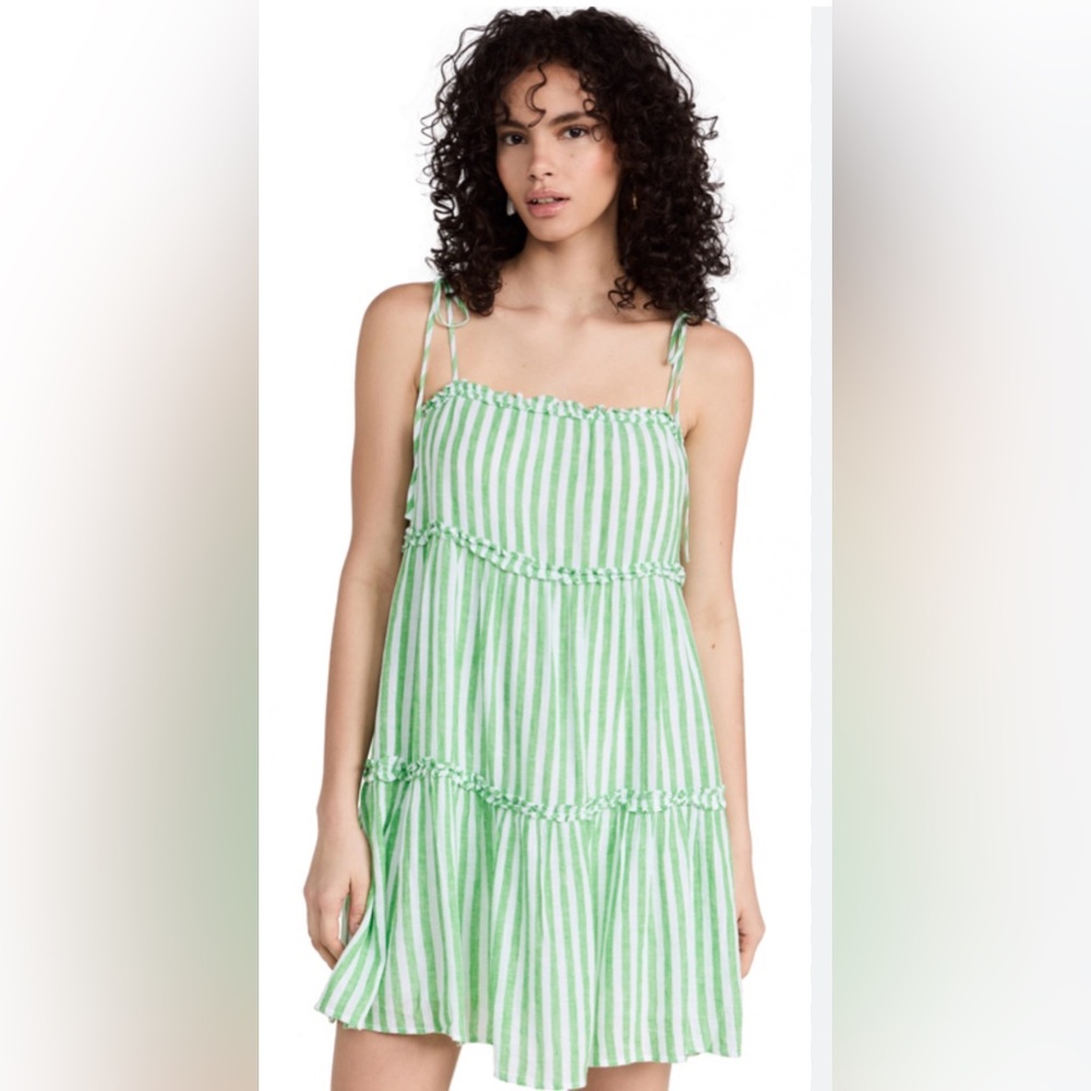 Rails Carolyn Linen Dress in Cayman Green Stripe